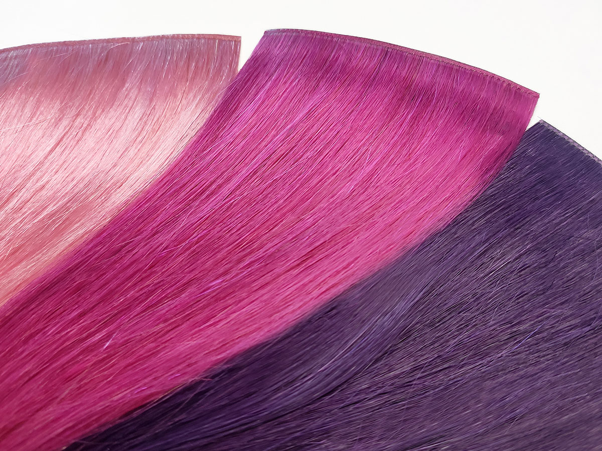 hair extensions in crazy colors like hot pink purple blue violet clip and tape remy natural human hair