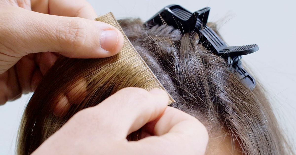 the best invisible hair extensions for thin hair - application for professional hair stylist step